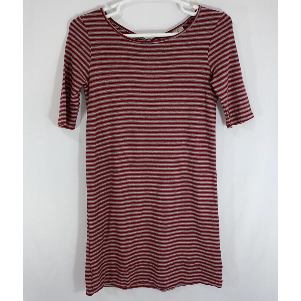 We the Free People Red Gray Stripe Open Back Dress Long Tunic Top Size Small
